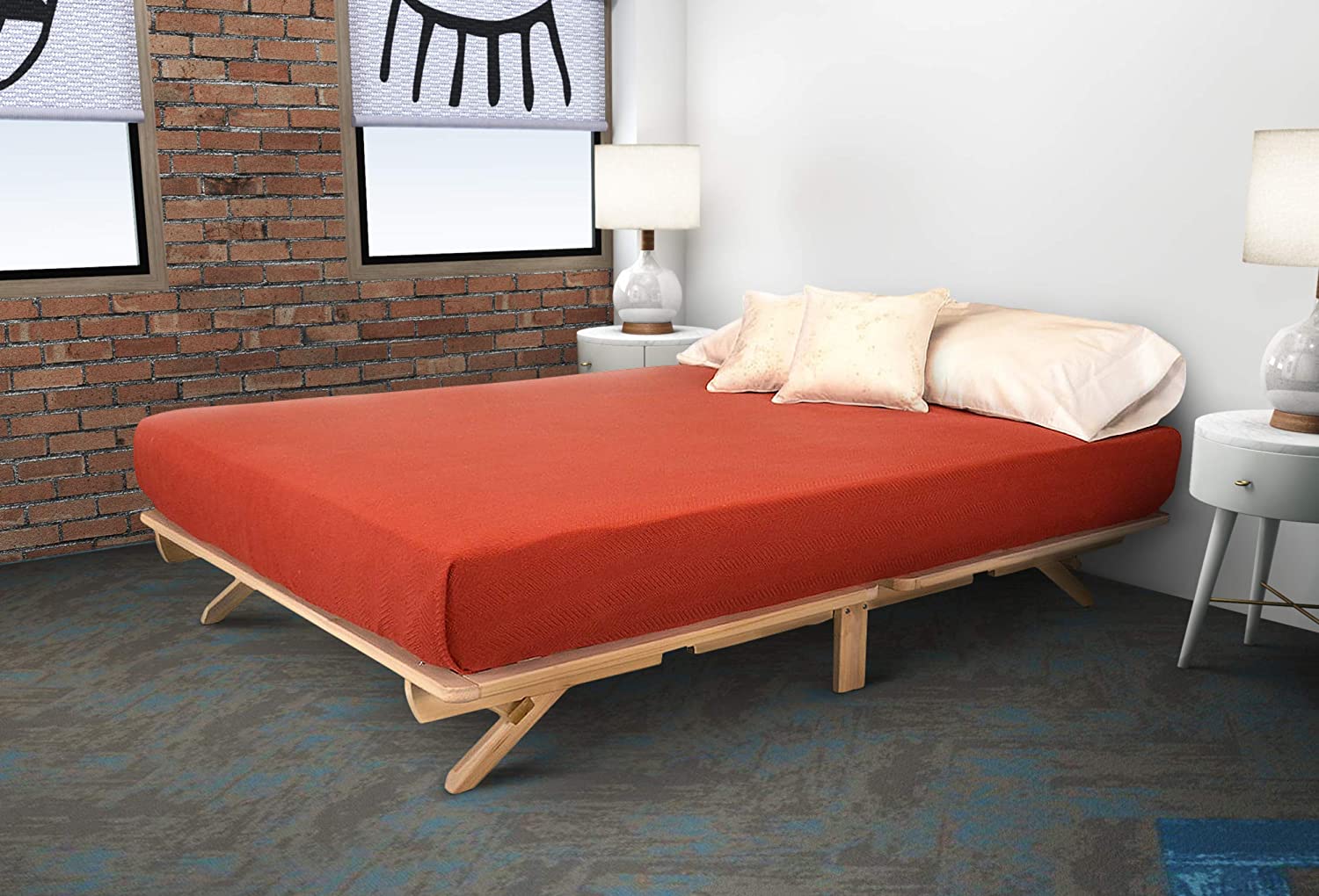 folding queen bed frame with mattress stopper