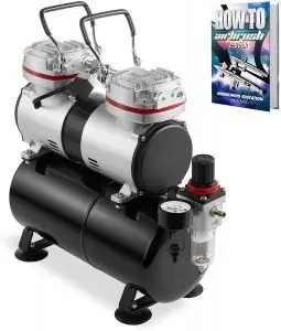 PointZero Double Piston Airbrush Compressor with Air Tank